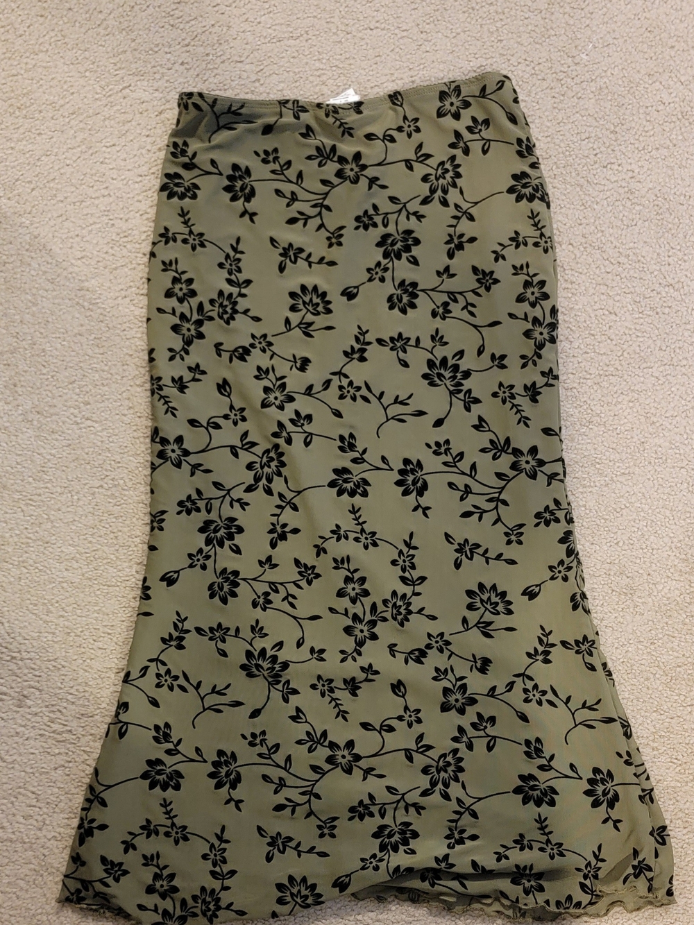 Verdusa Gothic Fishtail Mesh Maxi Skirt Army Green Black Y2K